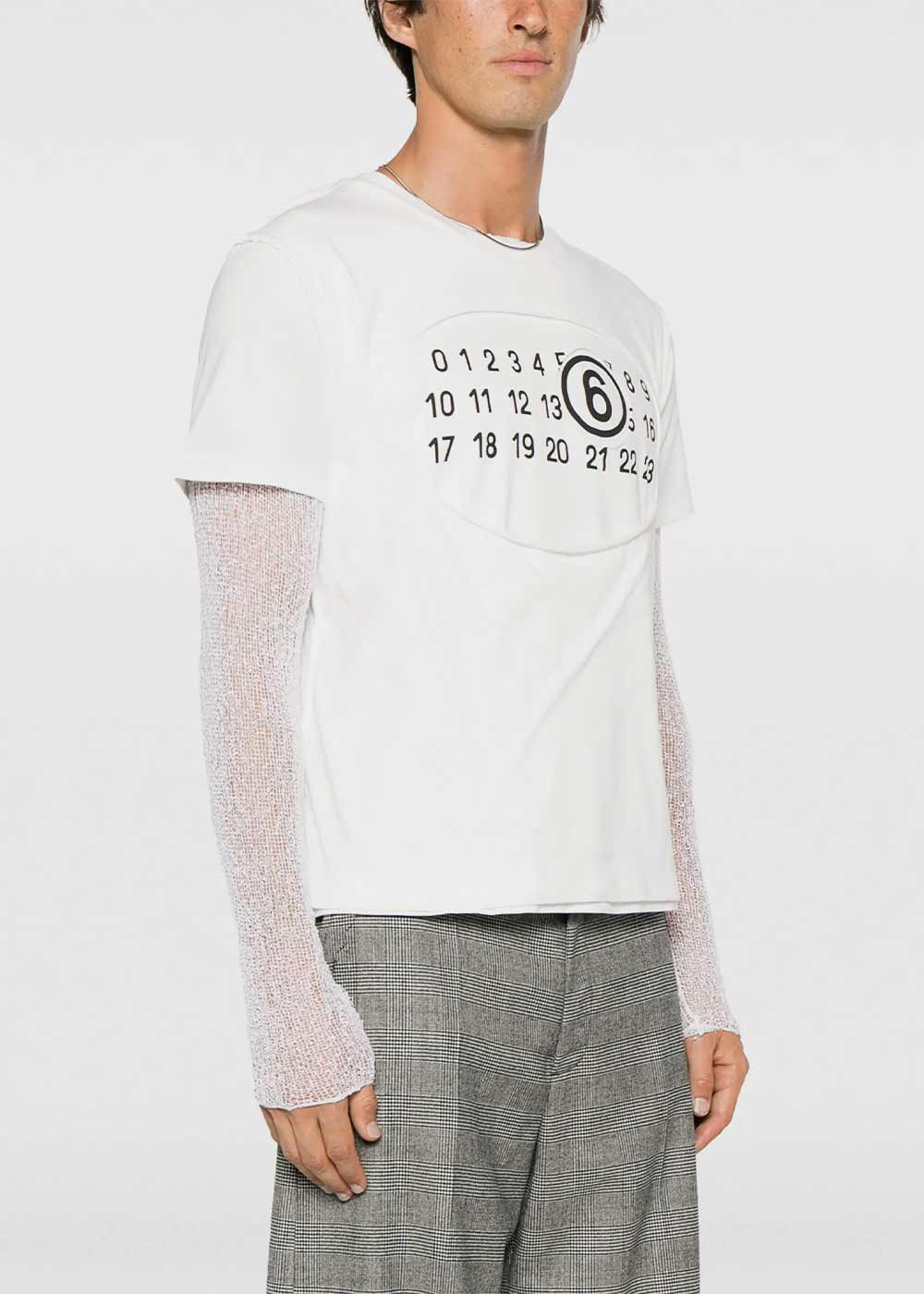 White Numbers-Print Cotton T-Shirt Maison margiela оригінал – Купити в Україні – детальний вид