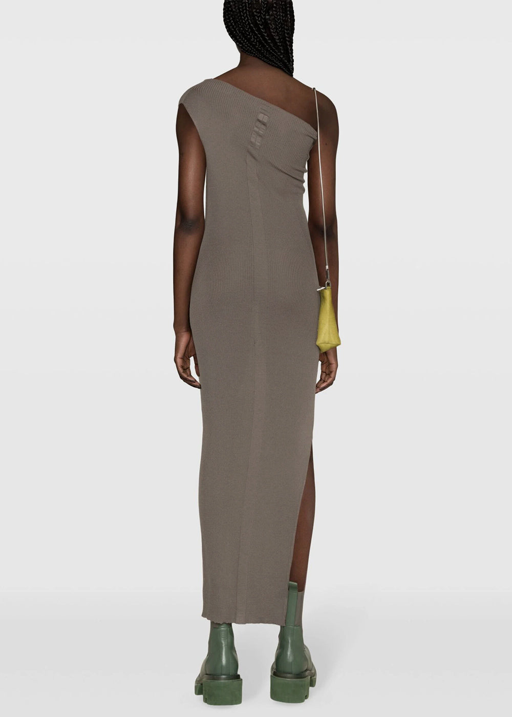Taupe One-Shoulder Ribbed Maxi Dress Rick owens оригінал – Купити в Україні – збільшений вид