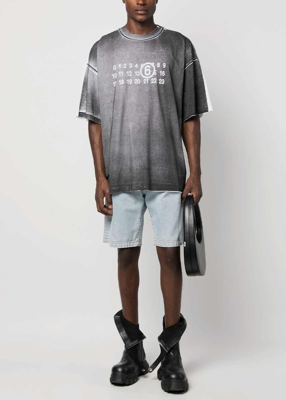 Оригінальна Black & White Numbers-Motif Two-Tone T-Shirt Maison margiela – вид ззаду
