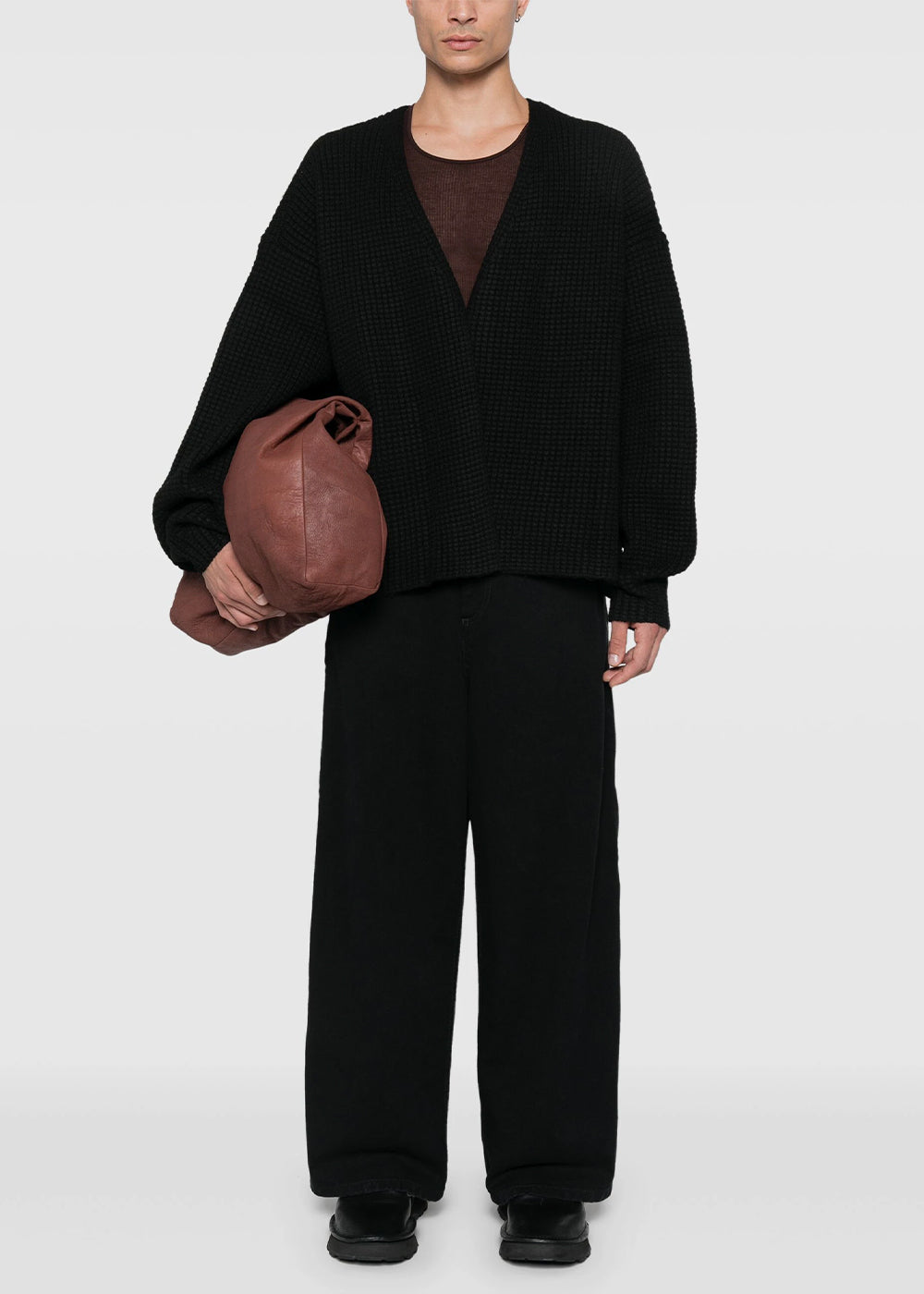 Black Heavy Waffle Cardigan Fear of god оригінал – Купити в Україні – вид ззаду - FEAR OF GOD