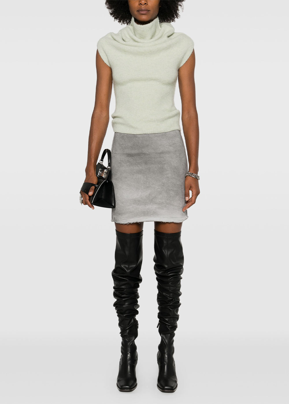 Pale Green Crater Knitted Top Rick owens – Гарантія оригінальності – вид ззаду
