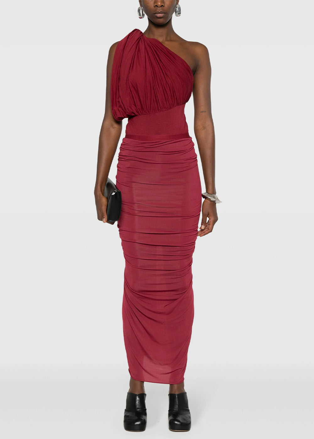 Оригінальна Cherry Shrimp Ruched-Detail Skirt Rick owens – вид ззаду