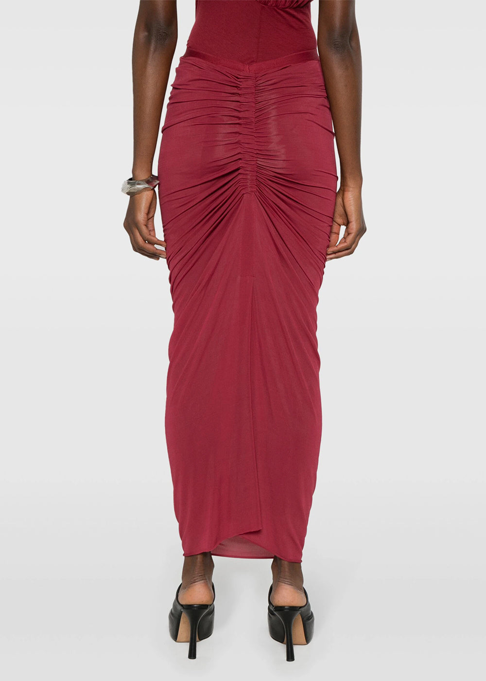 Оригінальна Cherry Shrimp Ruched-Detail Skirt Rick owens – збільшений вид
