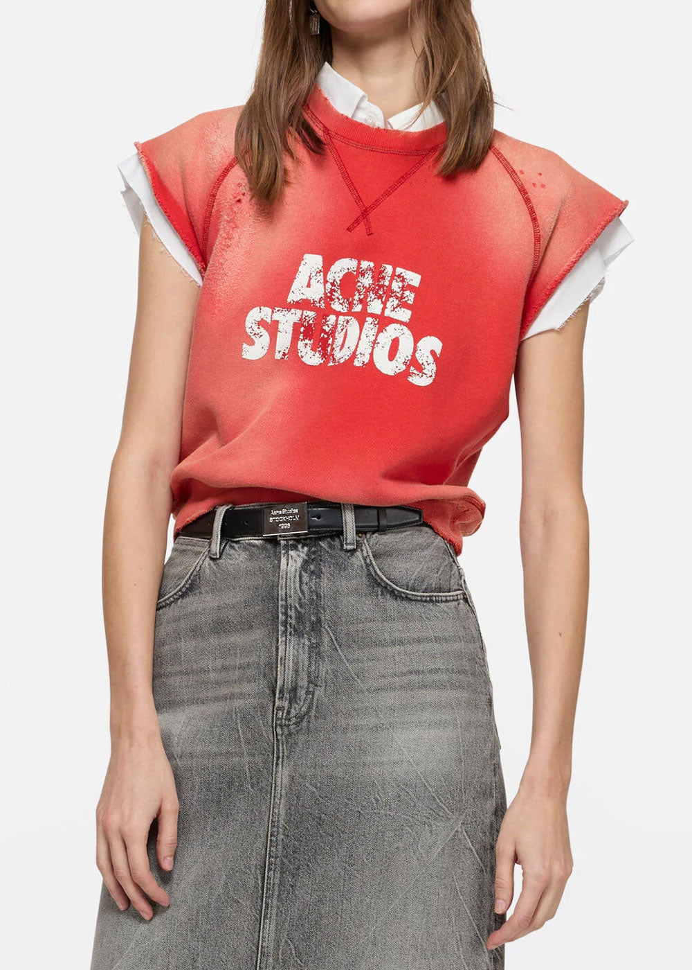 Red Fleece Logo Vest Acne studios – Гарантія оригінальності – детальний вид
