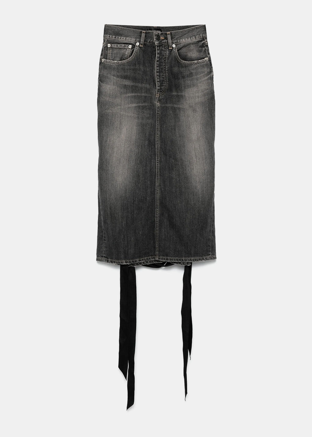 Dark Grey Lace Up Skirt Balenciaga – Гарантія оригінальності – боковий вид