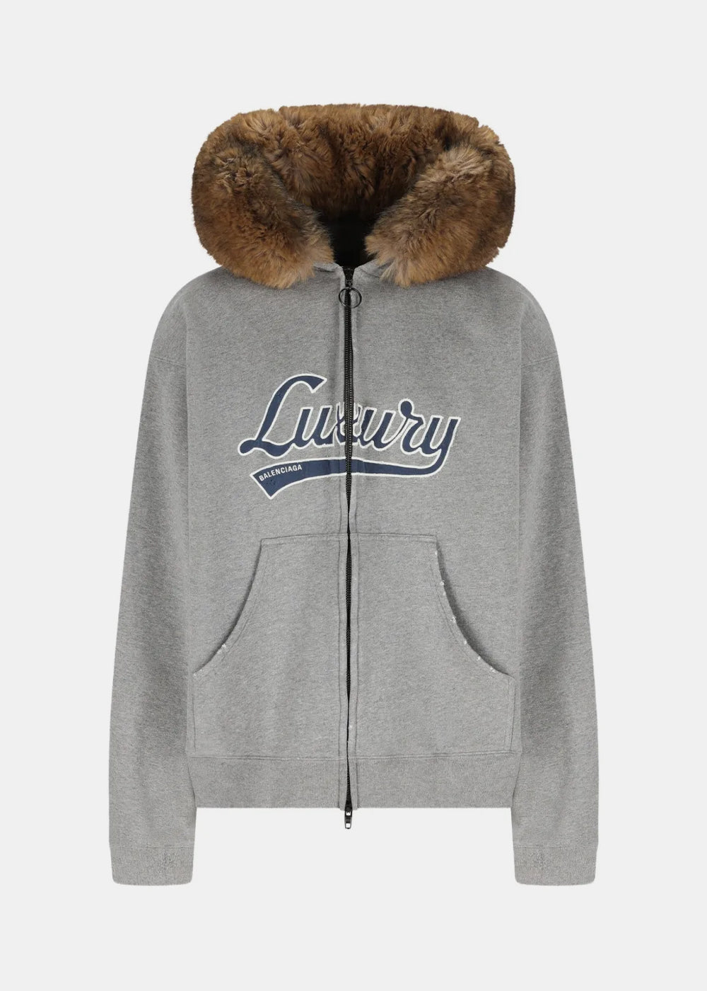 Dark Heather Grey Luxury Script Hoodie Balenciaga оригінал – Купити в Україні – боковий вид