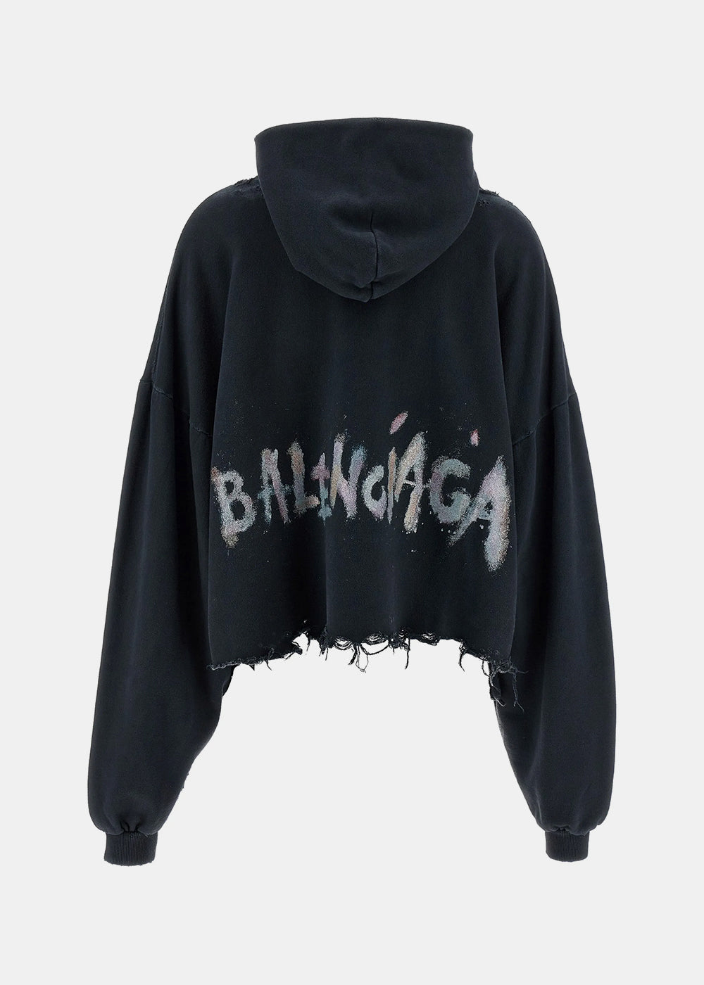 Faded Black Nail Polish Cropped Hoodie Balenciaga оригінал – Купити в Україні – вид ззаду