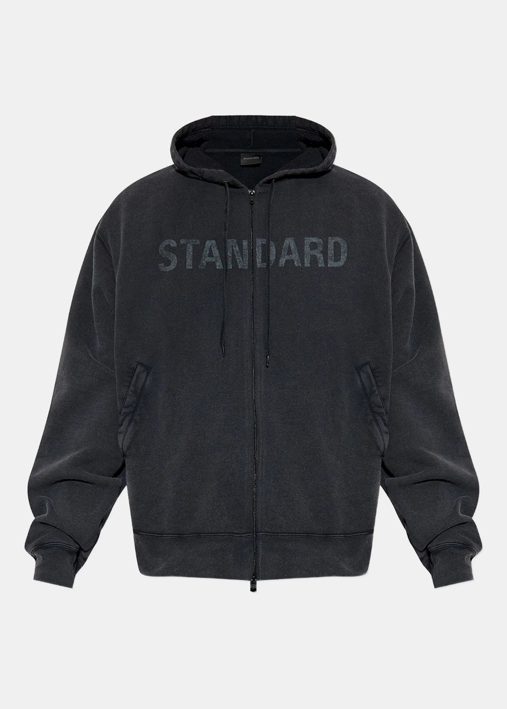 Оригінальна Washed Black Standard Oversized Zip Up Hoodie Balenciaga – боковий вид