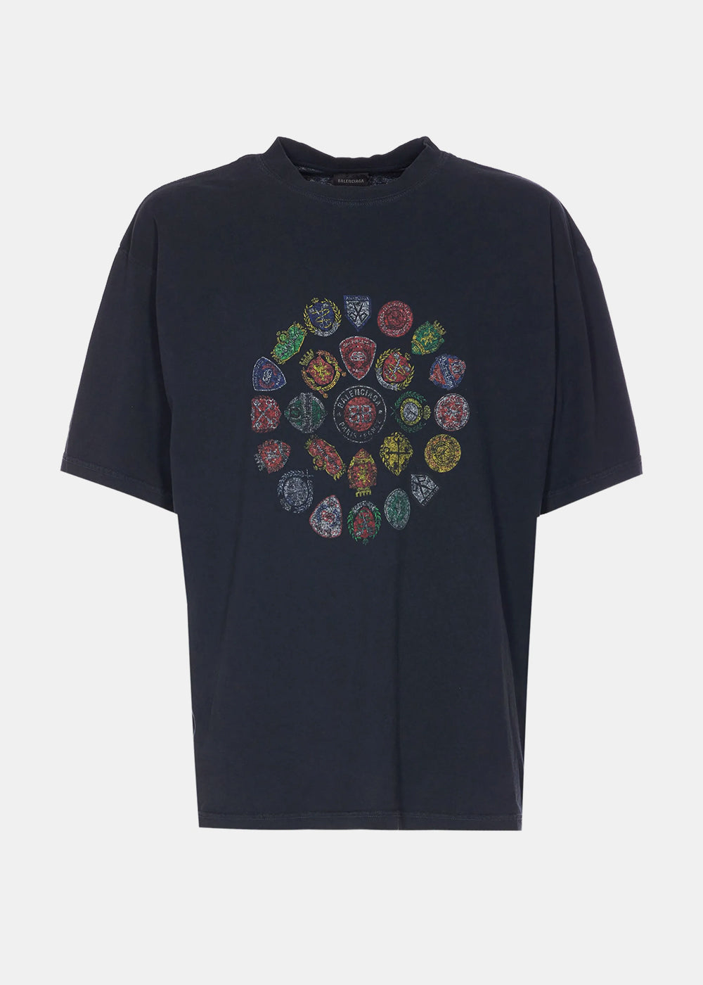 Washed Black Spiral Crest T-Shirt Balenciaga оригінал – Купити в Україні – боковий вид