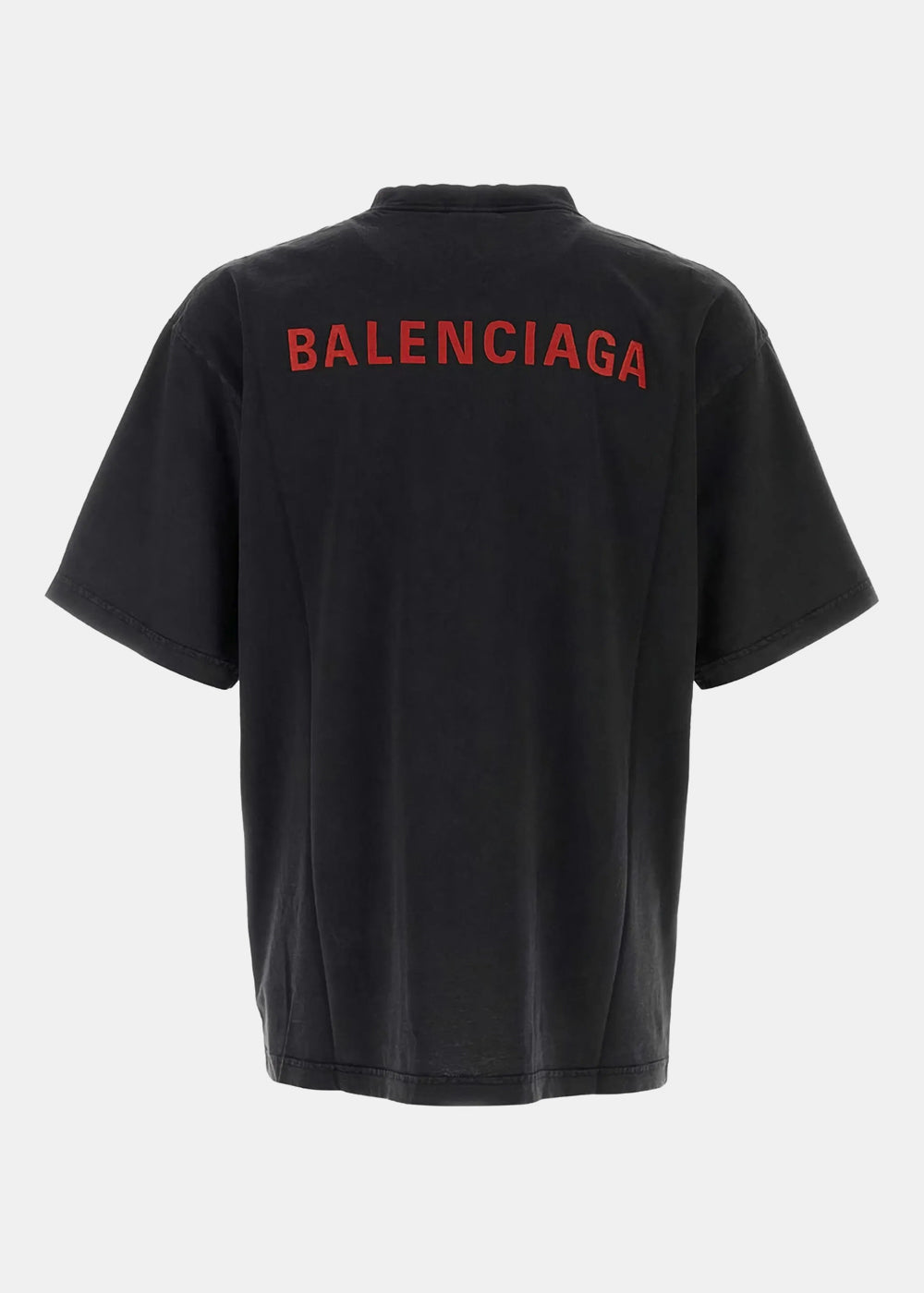 Оригінальна Washed Black Embroidered Logo T-Shirt Balenciaga – вид ззаду