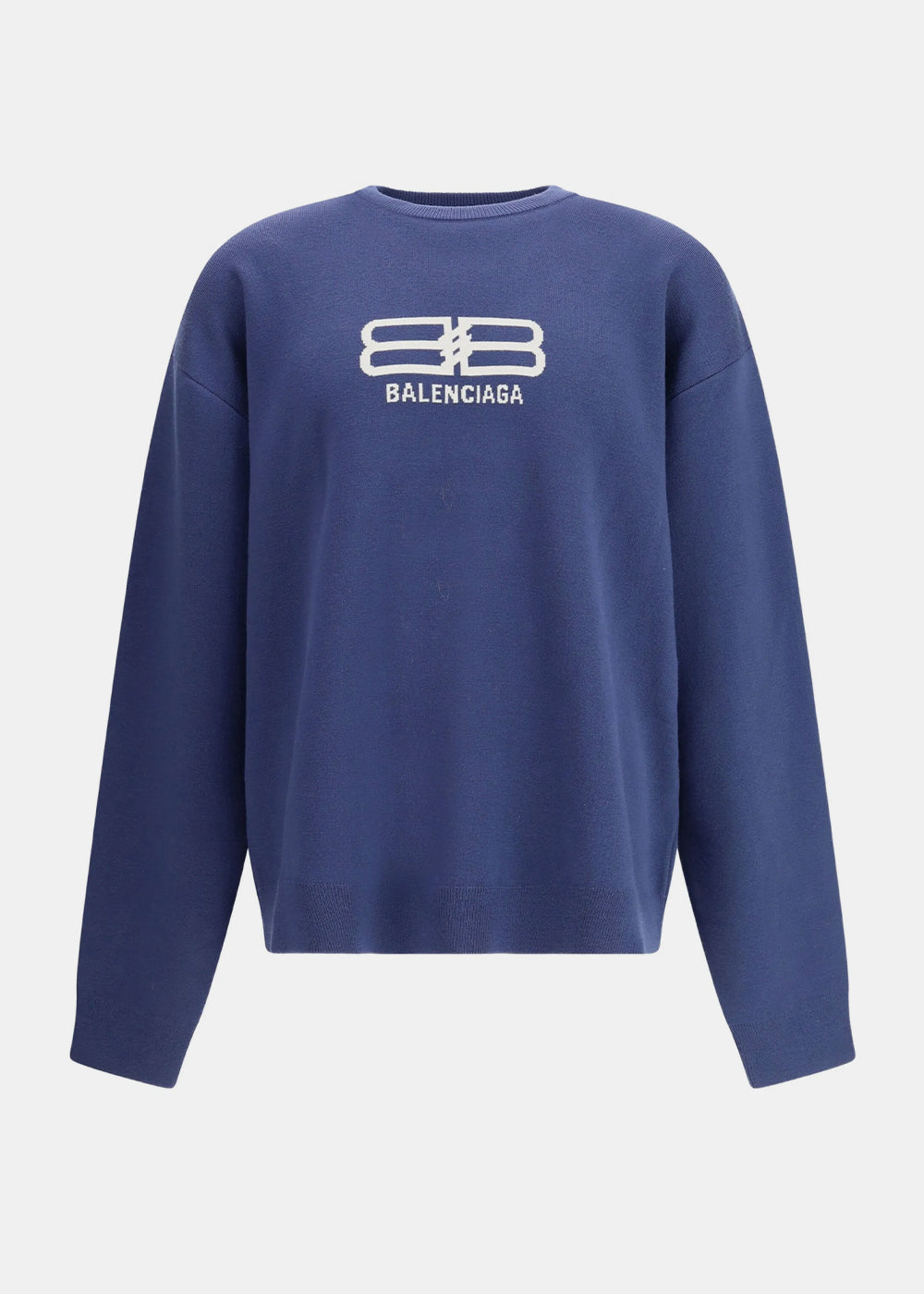Navy Jacquard Crewneck Sweater Balenciaga оригінал – Купити в Україні – боковий вид