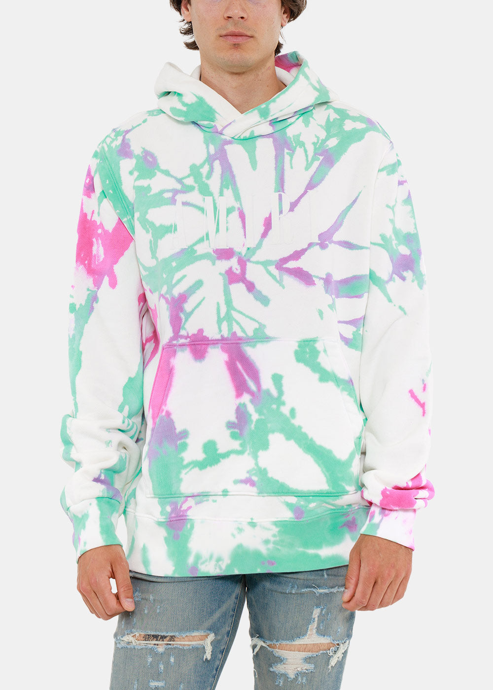 Оригінальна White Core Logo Tie Dye Hoodie Amiri – вид ззаду
