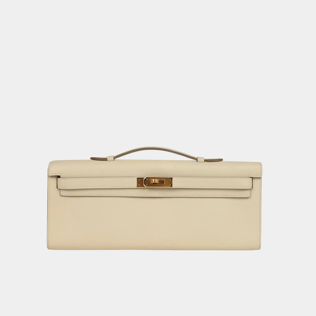 Kelly Cut Clutch Swift Craie Ghw Hermes – Гарантія оригінальності – боковий вид