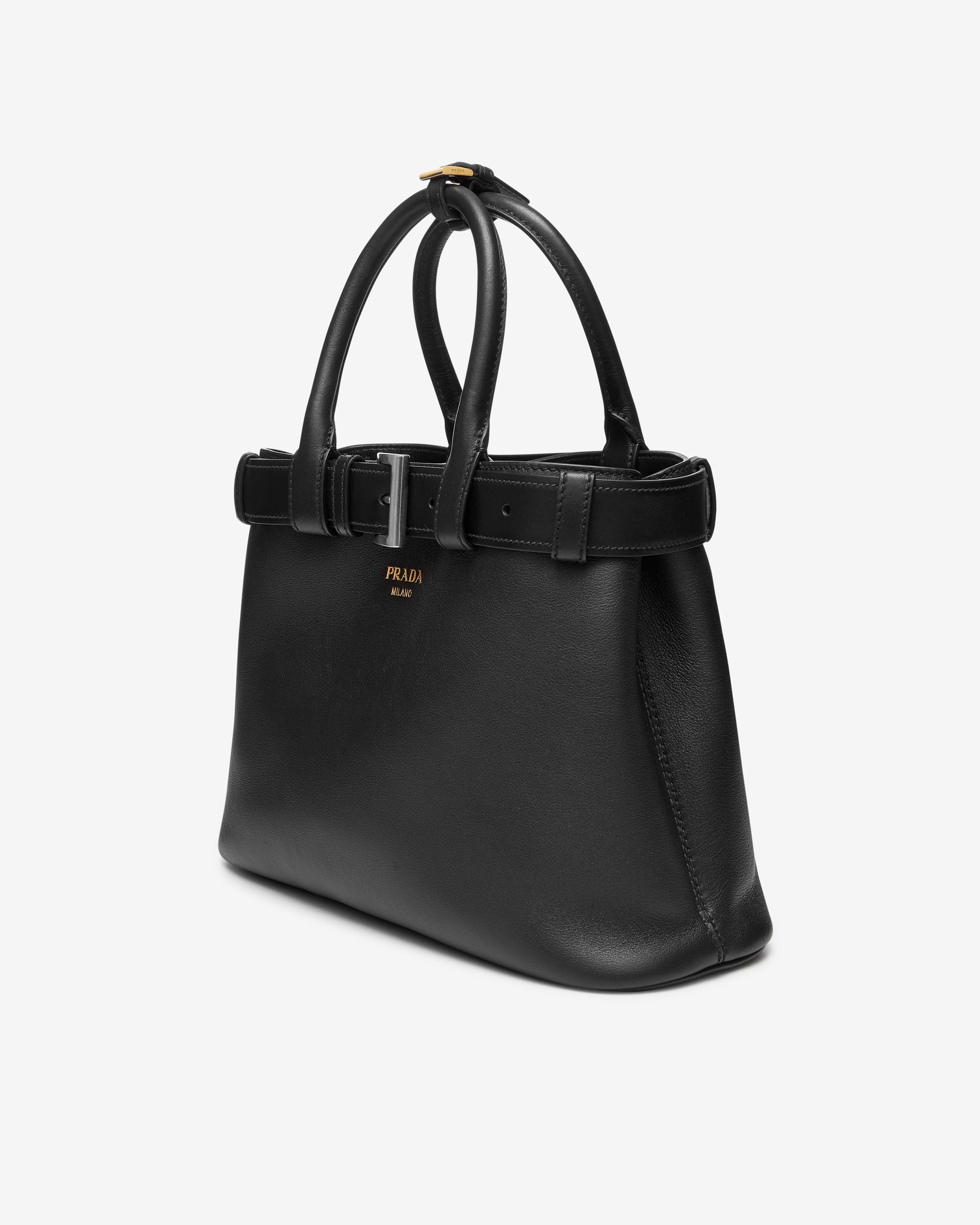 Womens Buckle Medium Leather Handbag With Belt Prada оригінал – Купити в Україні – вид ззаду