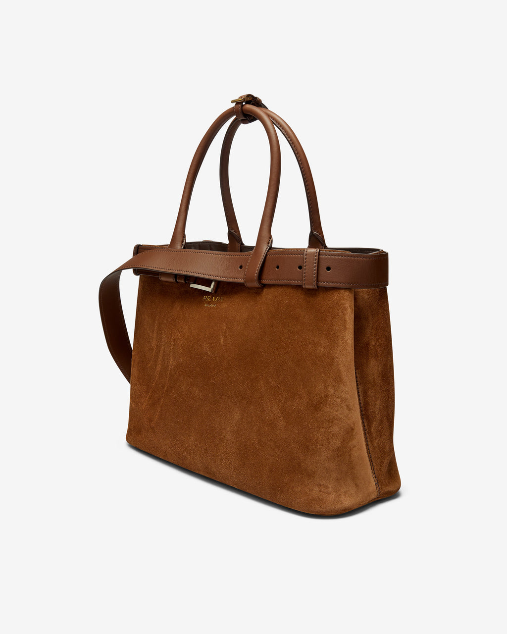 Оригінальна Womens Buckle Large Leather Handbag With Belt Prada – вид ззаду