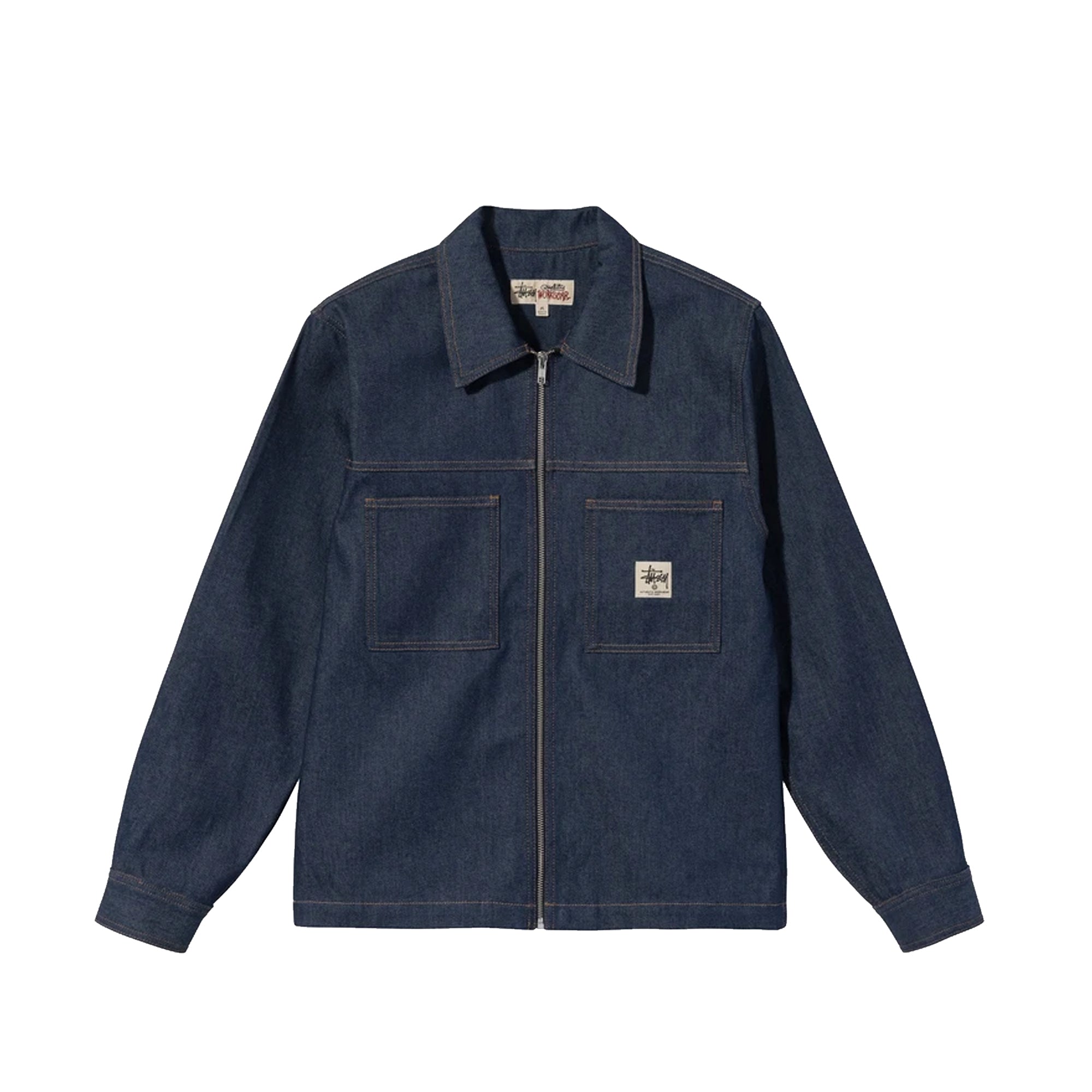 Оригінальна Mens Denim Zip Up Work Shirt Indigo Stussy – боковий вид