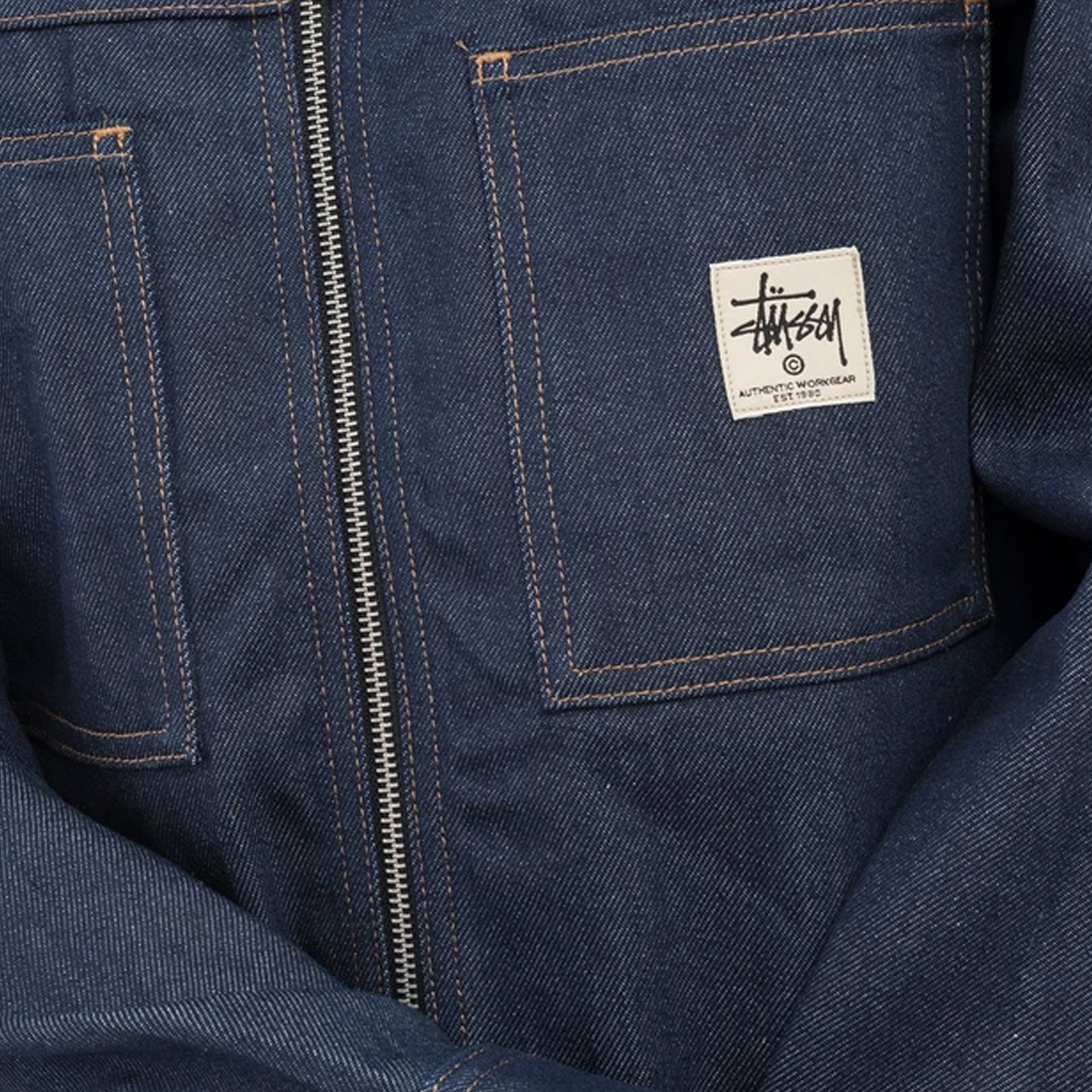Оригінальна Mens Denim Zip Up Work Shirt Indigo Stussy – детальний вид