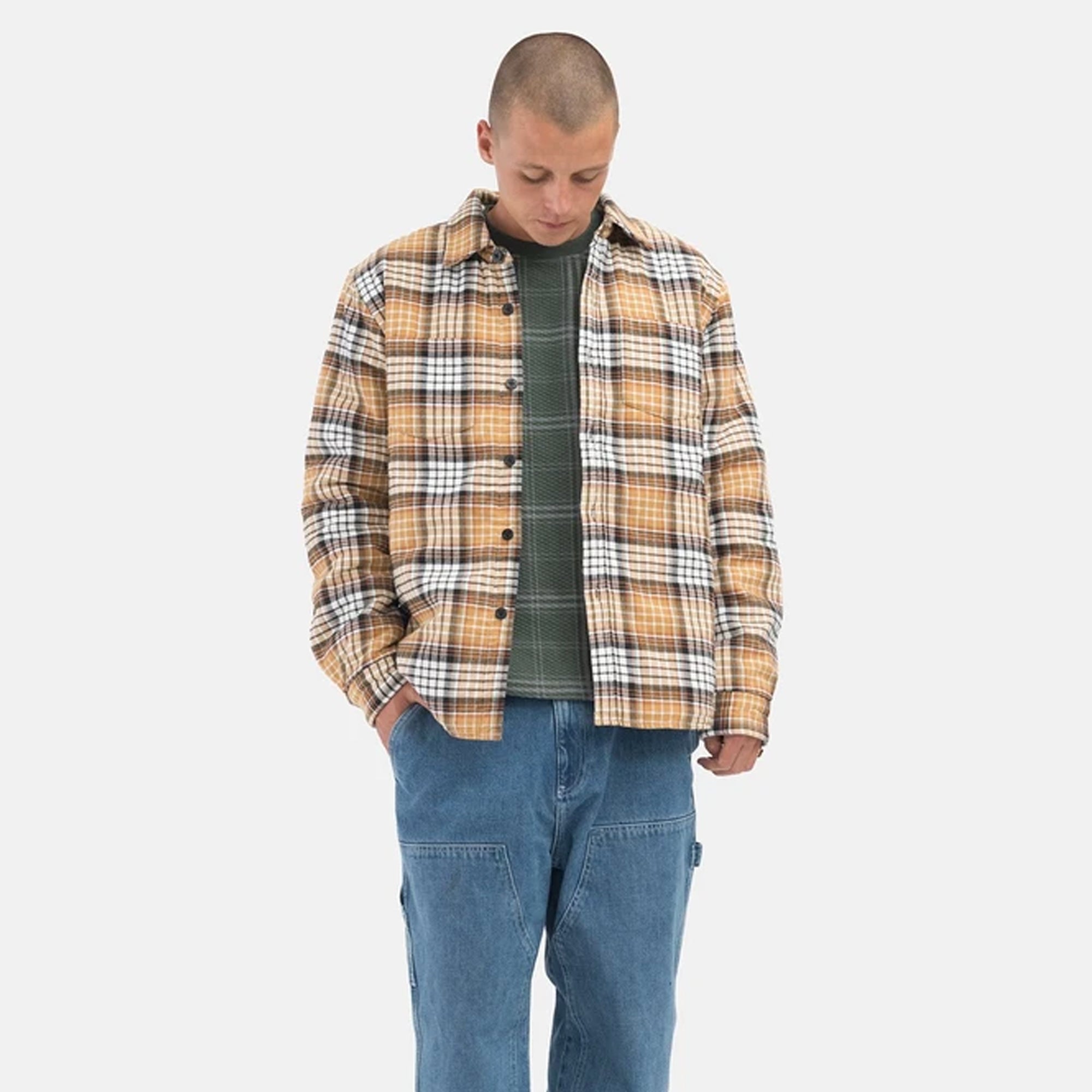 Оригінальна Mens Quilted Lined Plaid Shirt Copper Stussy – збільшений вид