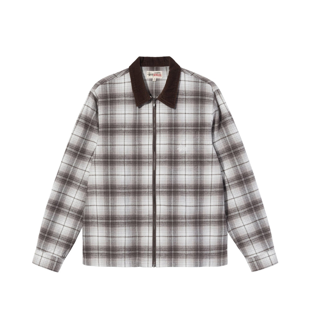 Оригінальна Mens Frank Plaid Zip Ls Shirt Brown Stussy – боковий вид