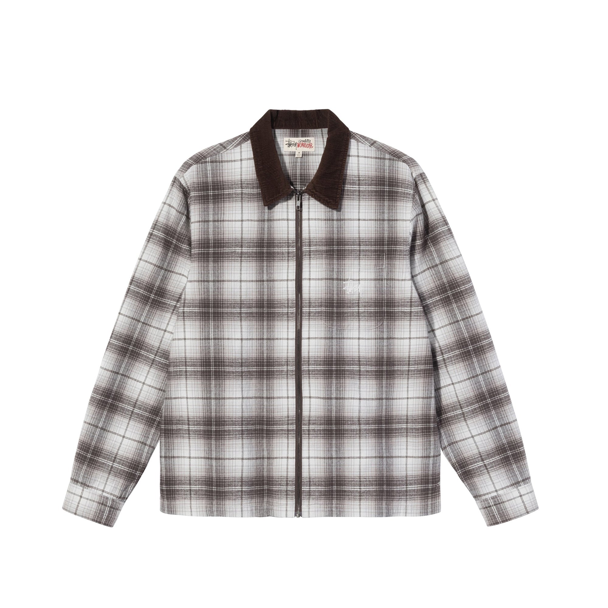 Оригінальна Mens Frank Plaid Zip Ls Shirt Brown Stussy – боковий вид
