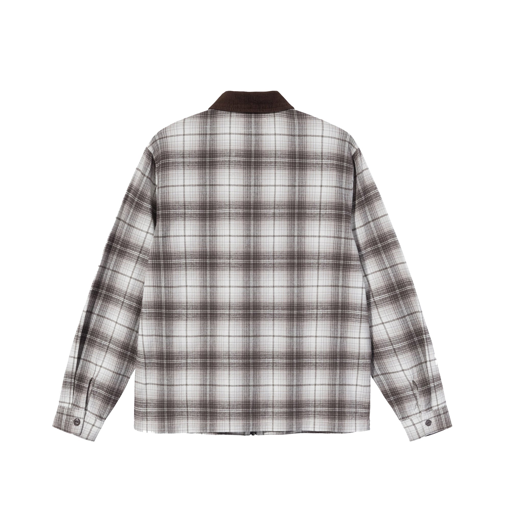 Оригінальна Mens Frank Plaid Zip Ls Shirt Brown Stussy – вид ззаду
