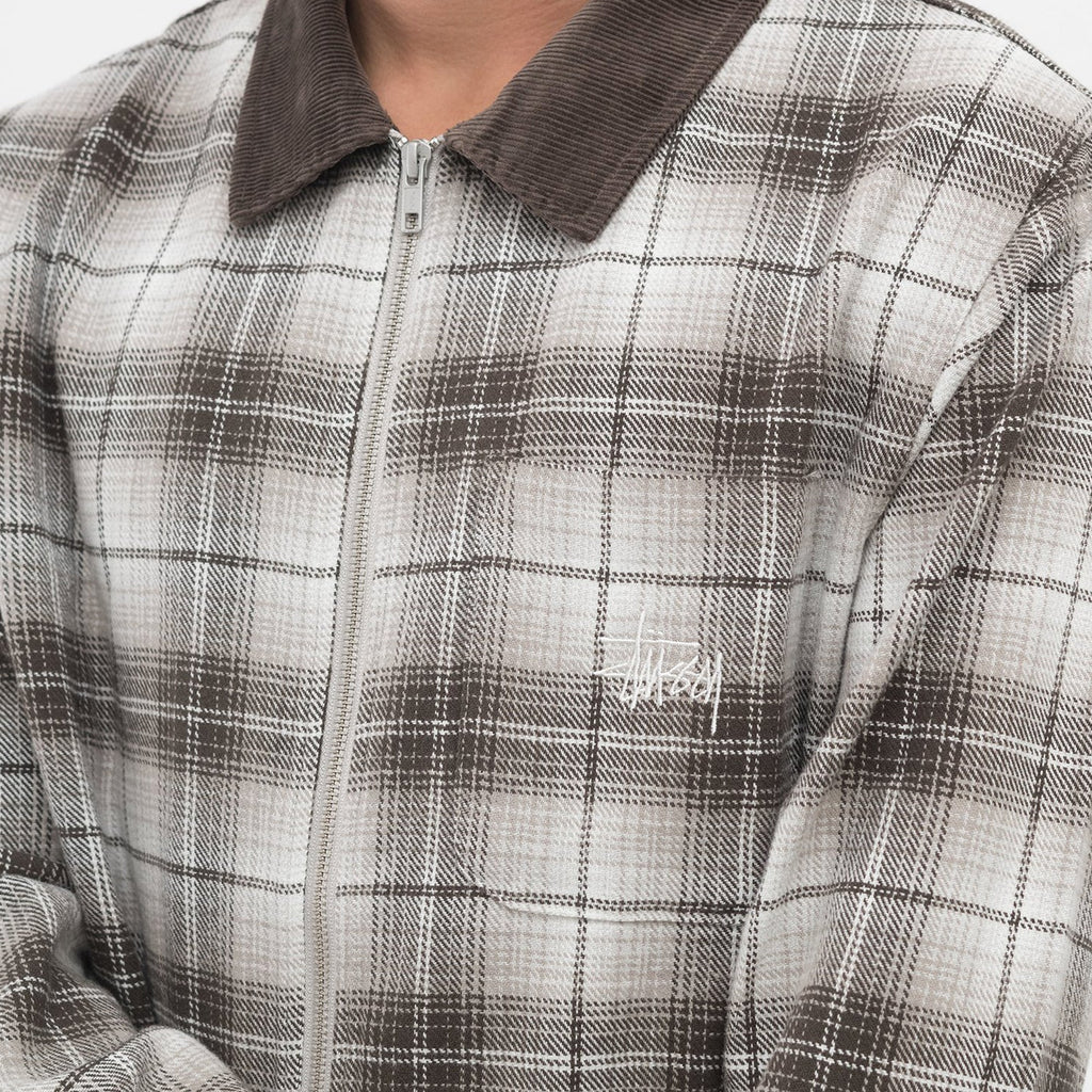 Оригінальна Mens Frank Plaid Zip Ls Shirt Brown Stussy – збільшений вид