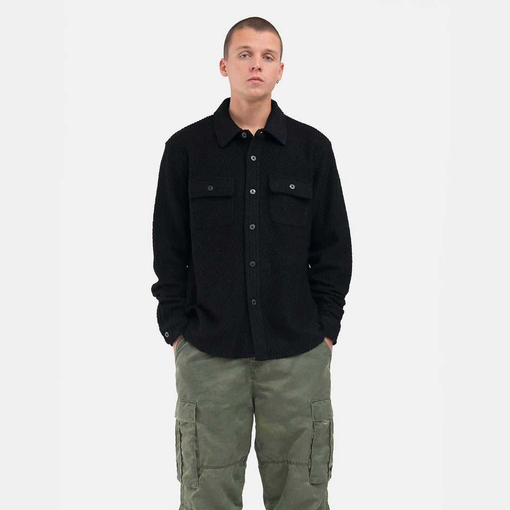 Оригінальна Mens Textured Wool Cpo Ls Shirt Black Stussy – детальний вид