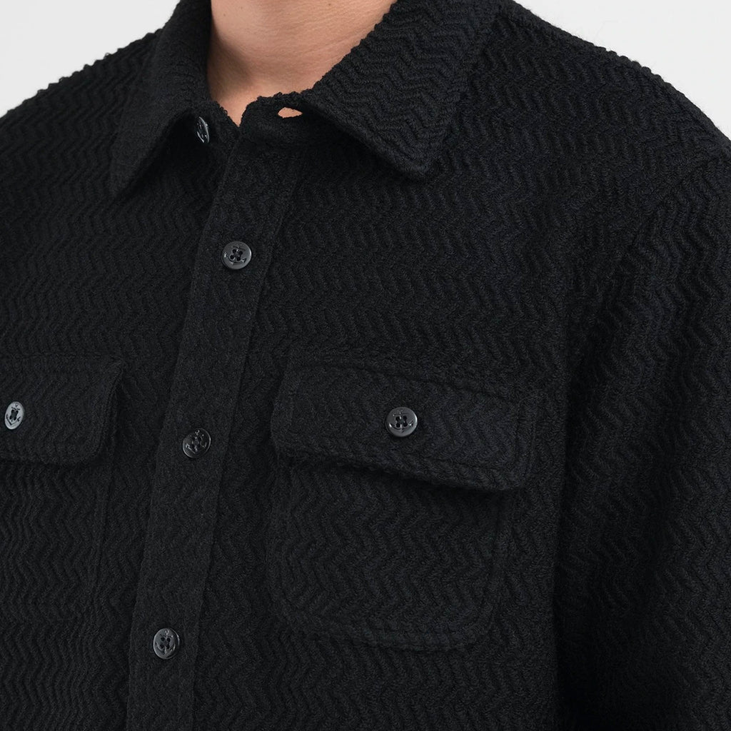 Оригінальна Mens Textured Wool Cpo Ls Shirt Black Stussy – збільшений вид