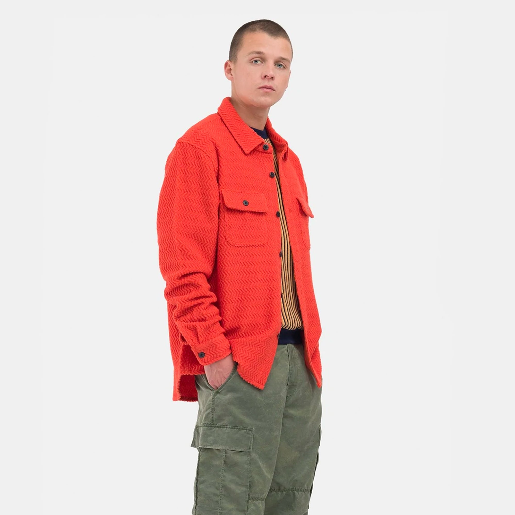 Оригінальна Mens Textured Wool Cpo Ls Shirt Orange Stussy – детальний вид