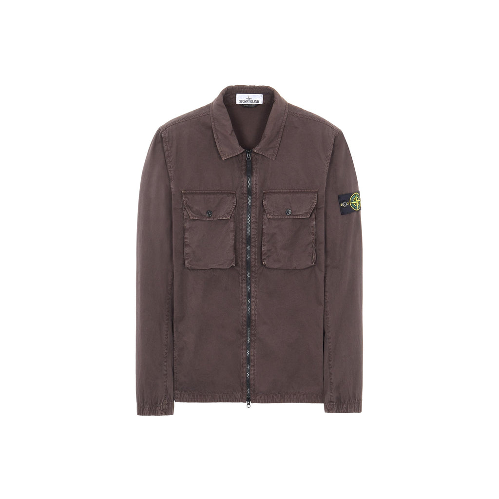 Mens Brushed Cotton Overshirt Brown Stone island – Гарантія оригінальності – боковий вид