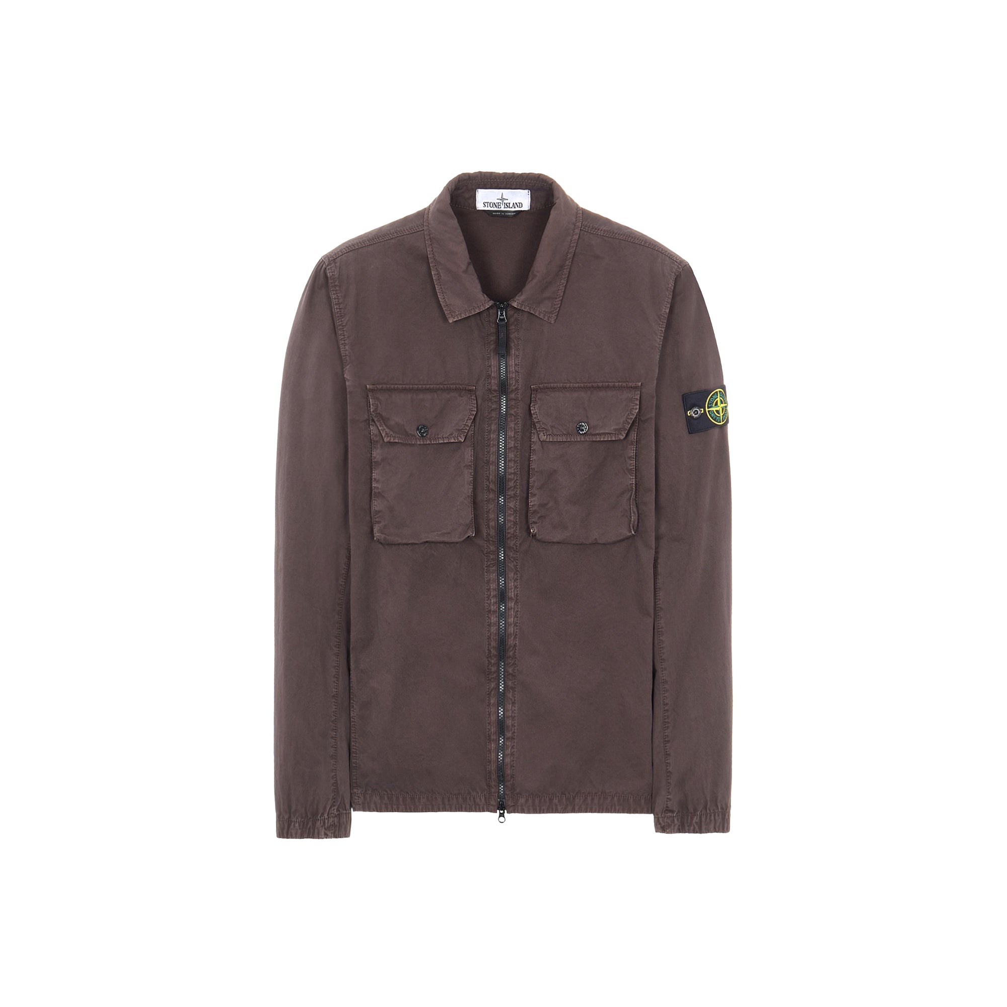 Mens Brushed Cotton Overshirt Brown Stone island – Гарантія оригінальності – боковий вид