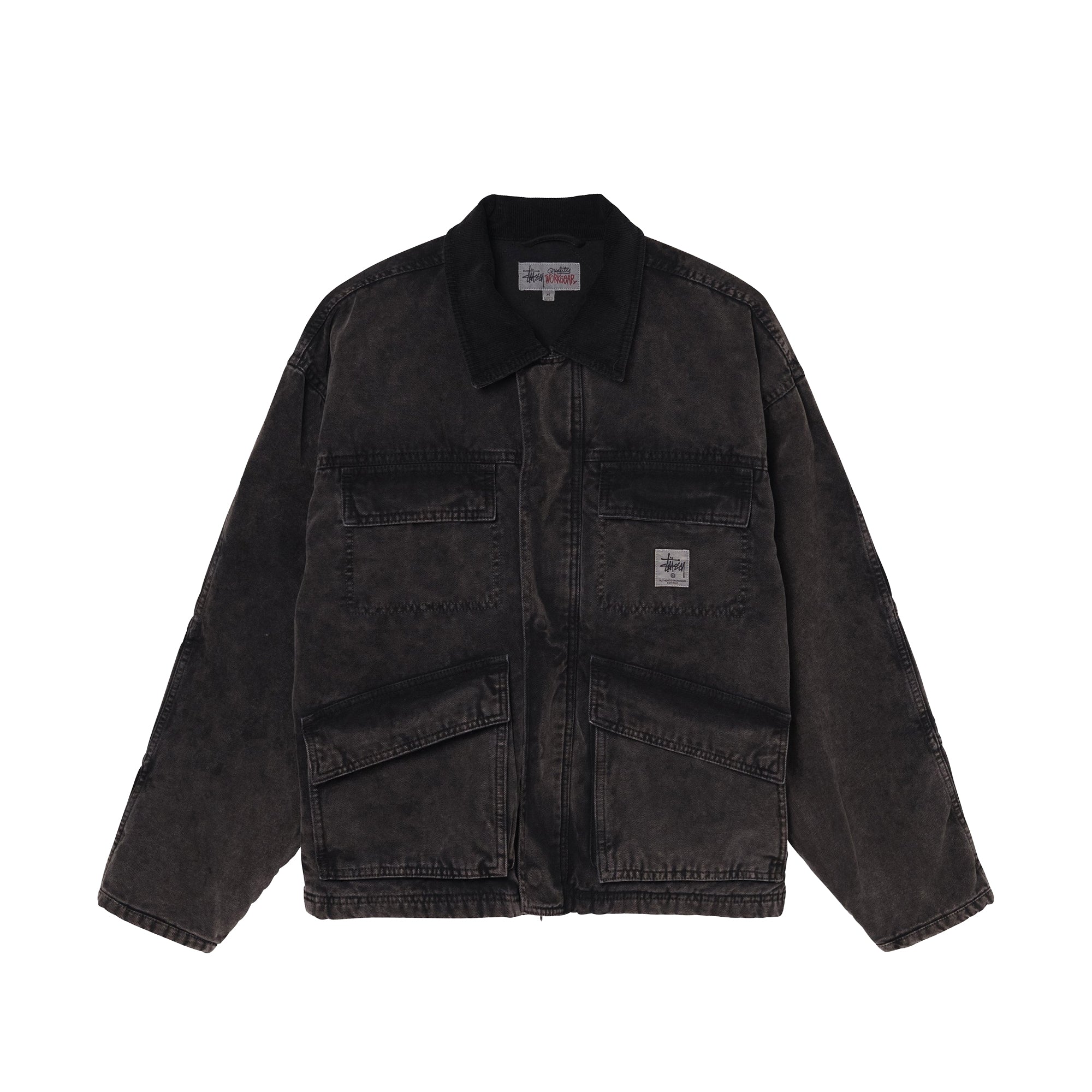 Оригінальна Mens Washed Canvas Shop Jacket Black Stussy – боковий вид