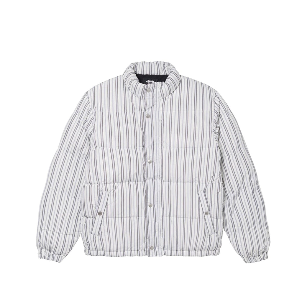Mens Stripe Down Puffer Jacket Bone Stussy – Гарантія оригінальності – боковий вид