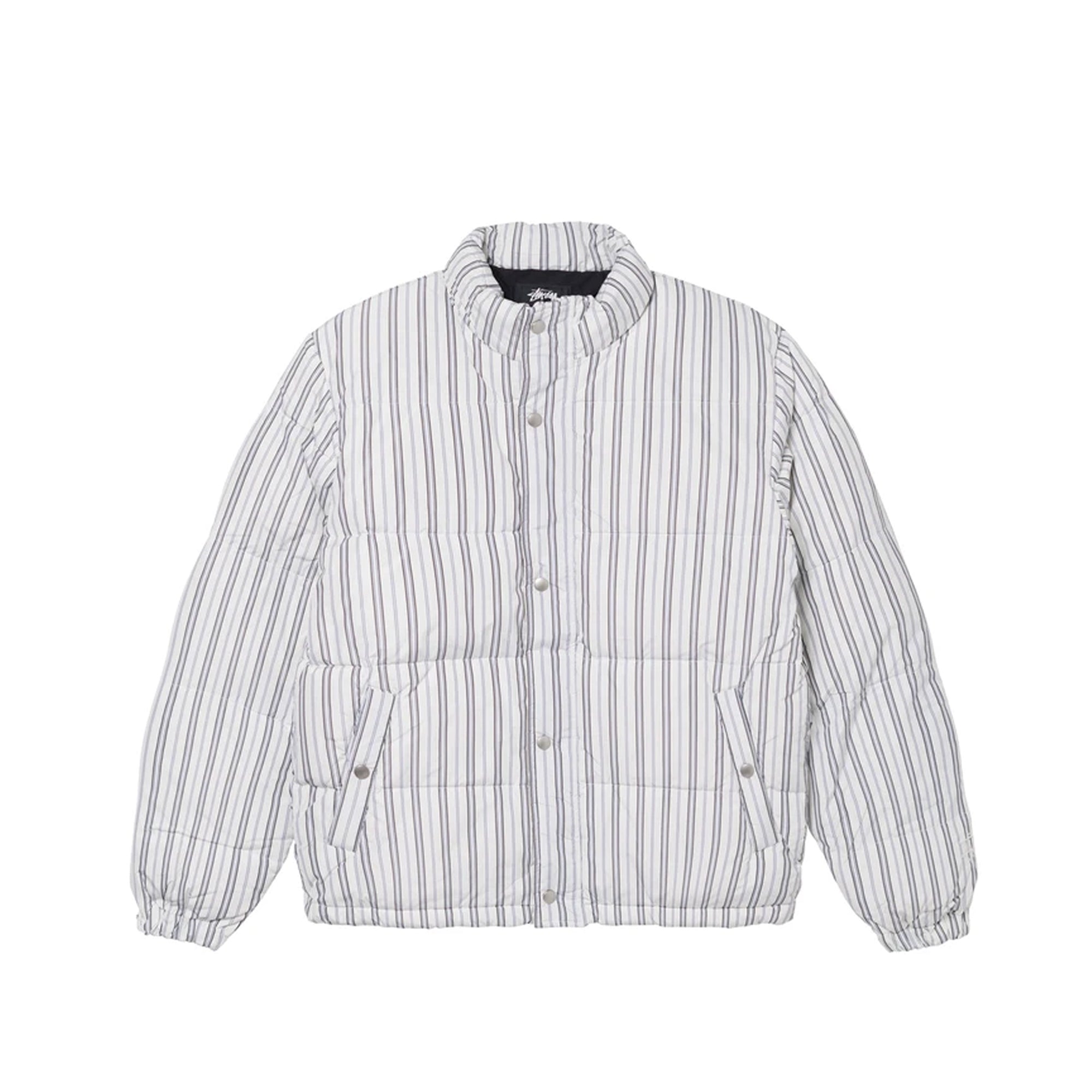 Mens Stripe Down Puffer Jacket Bone Stussy – Гарантія оригінальності – боковий вид