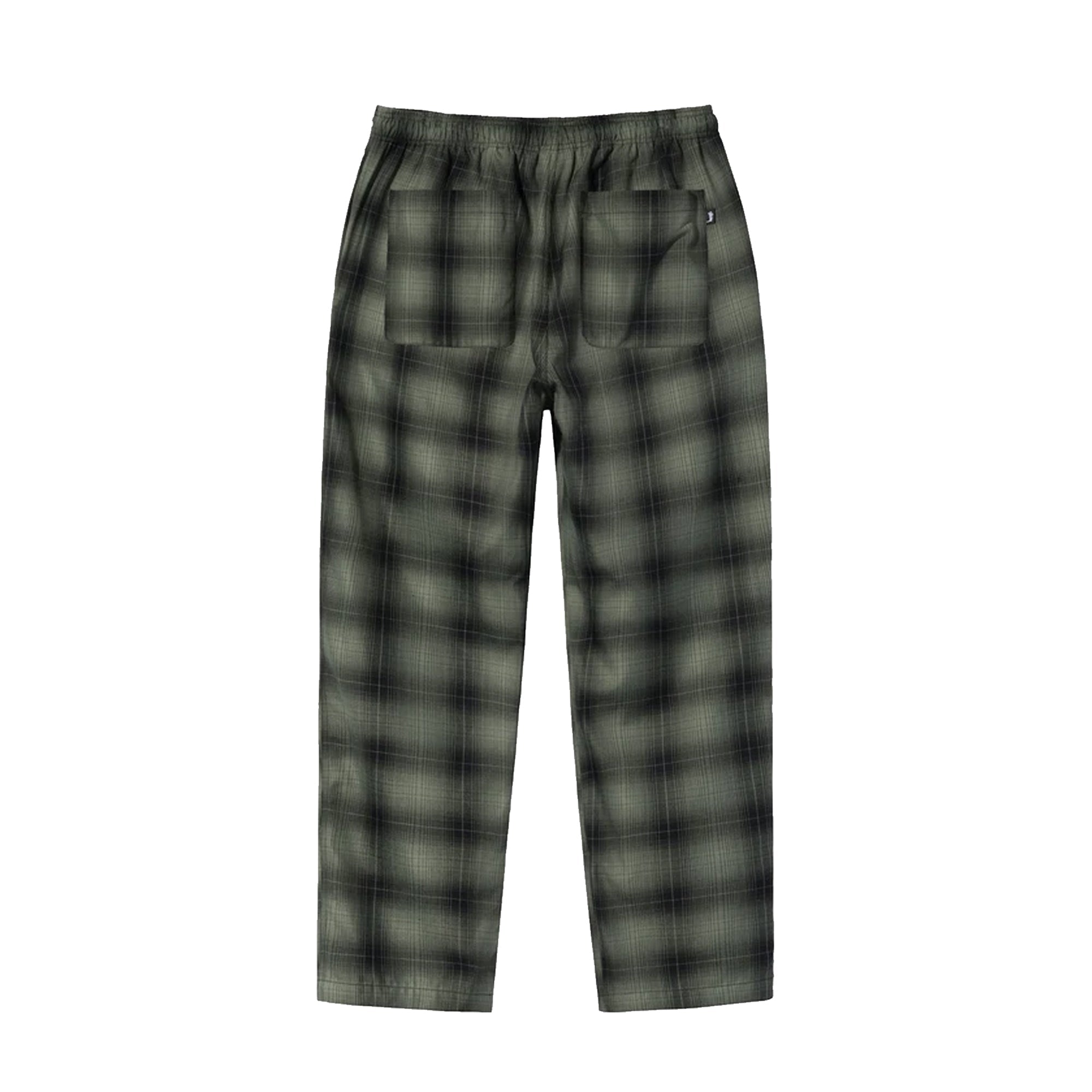 Оригінальна Mens Shadow Plaid Relaxed Pants Olive Stussy – вид ззаду