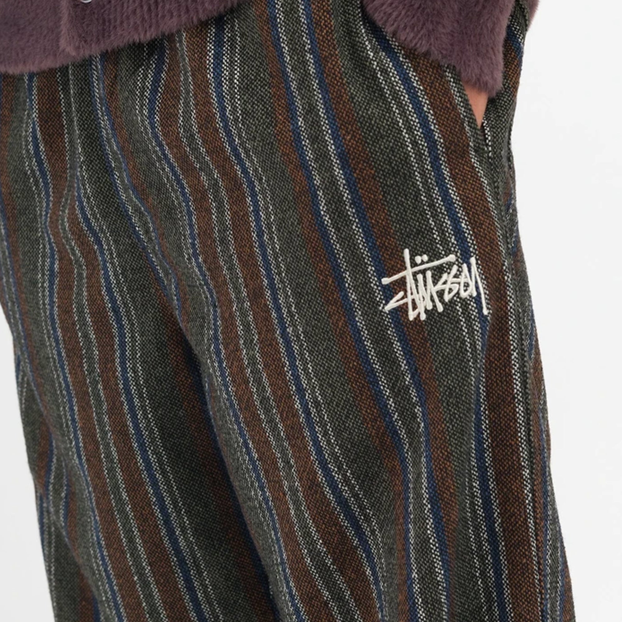 Оригінальна Mens Wool Stripe Relaxed Pants Olive Stussy – детальний вид