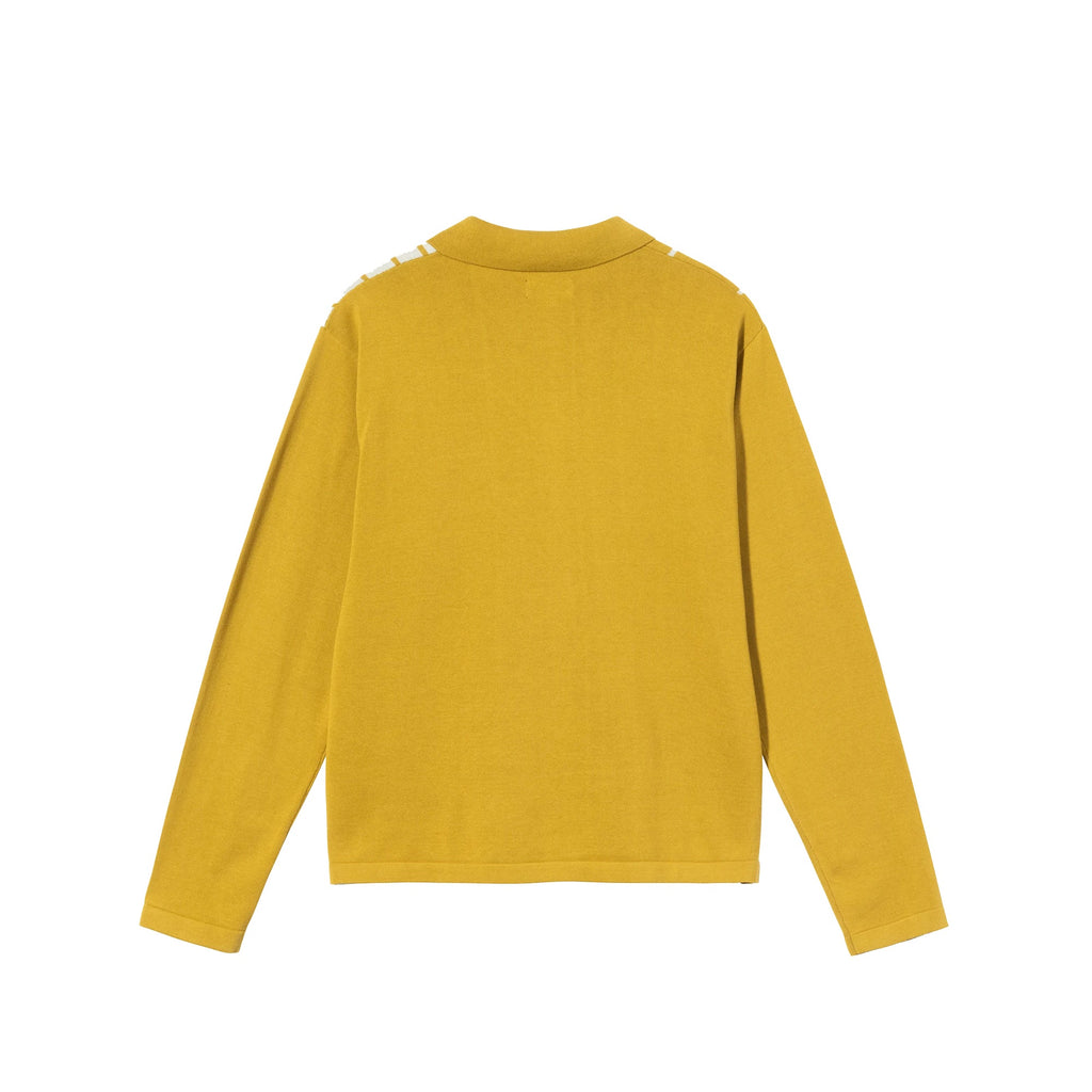Mens Striped Knit Shirt Mustard Stussy – Гарантія оригінальності – вид ззаду