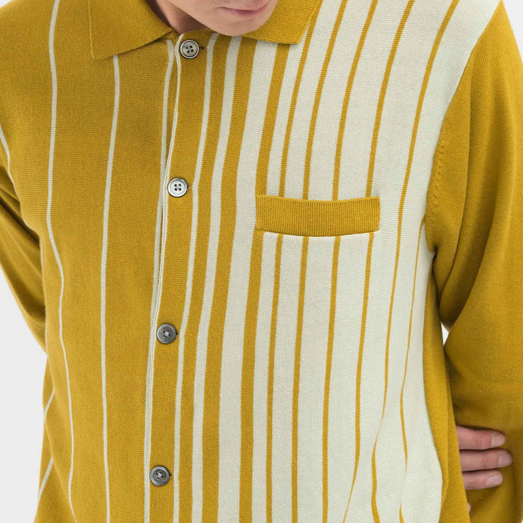 Mens Striped Knit Shirt Mustard Stussy – Гарантія оригінальності – збільшений вид