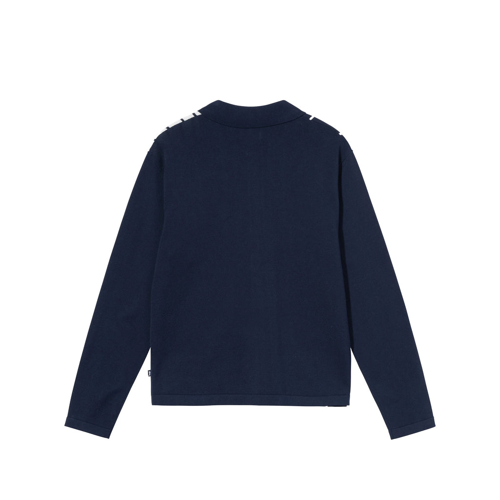 Mens Striped Knit Shirt Navy Stussy – Гарантія оригінальності – вид ззаду
