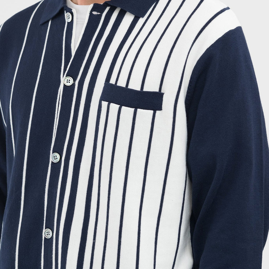 Mens Striped Knit Shirt Navy Stussy – Гарантія оригінальності – збільшений вид