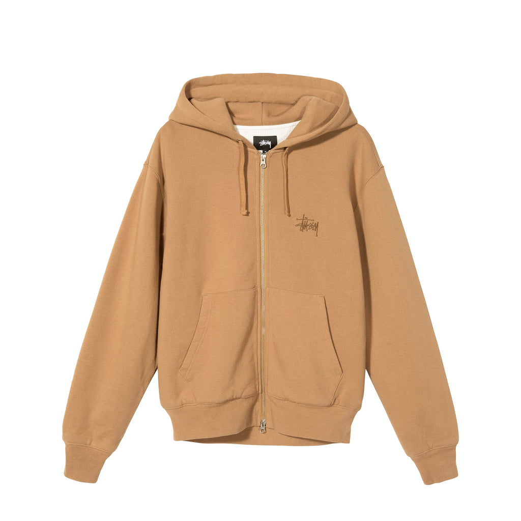 Men Thermal Zip Brown Hoodie Stussy оригінал – Купити в Україні – боковий вид