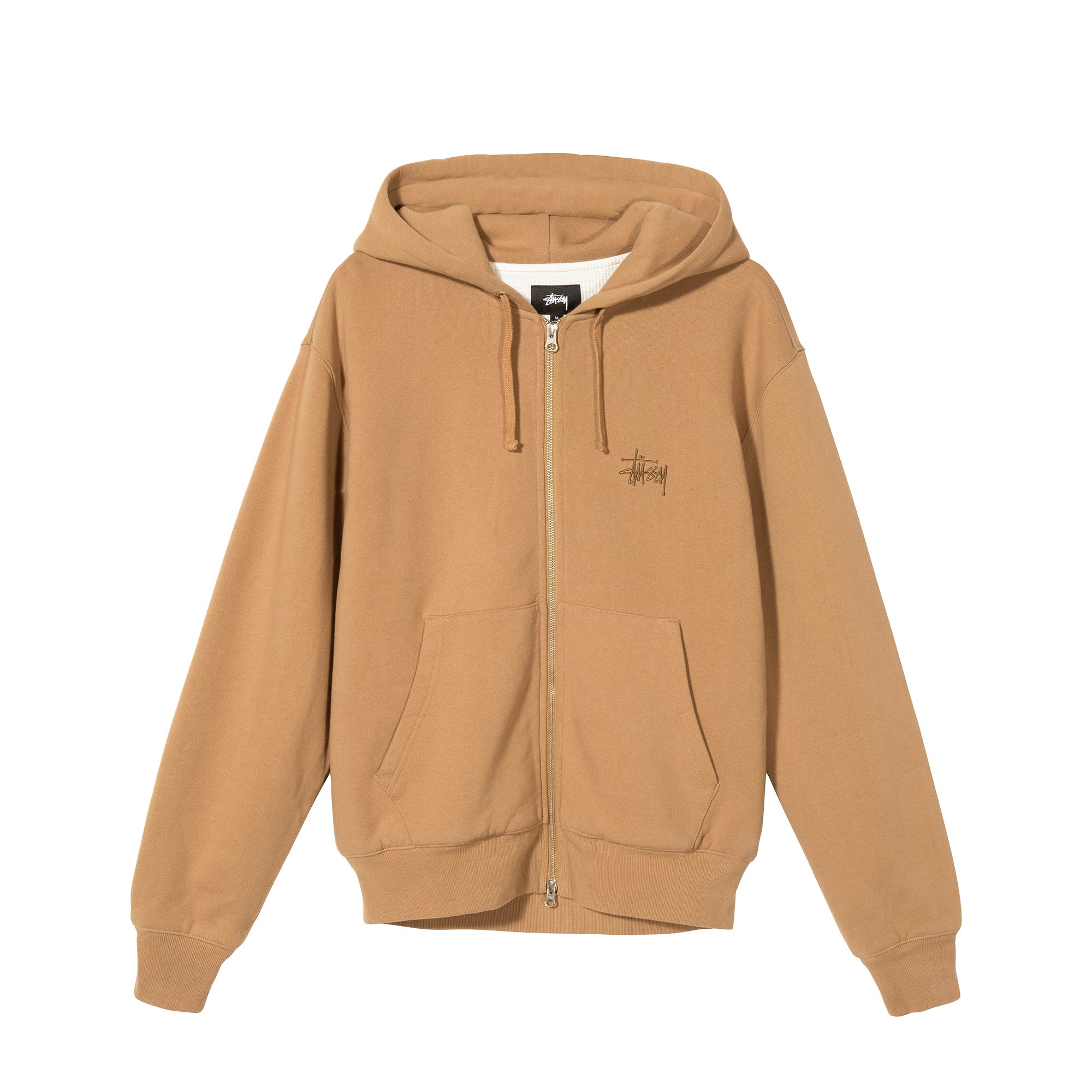 Men Thermal Zip Brown Hoodie Stussy оригінал – Купити в Україні – боковий вид
