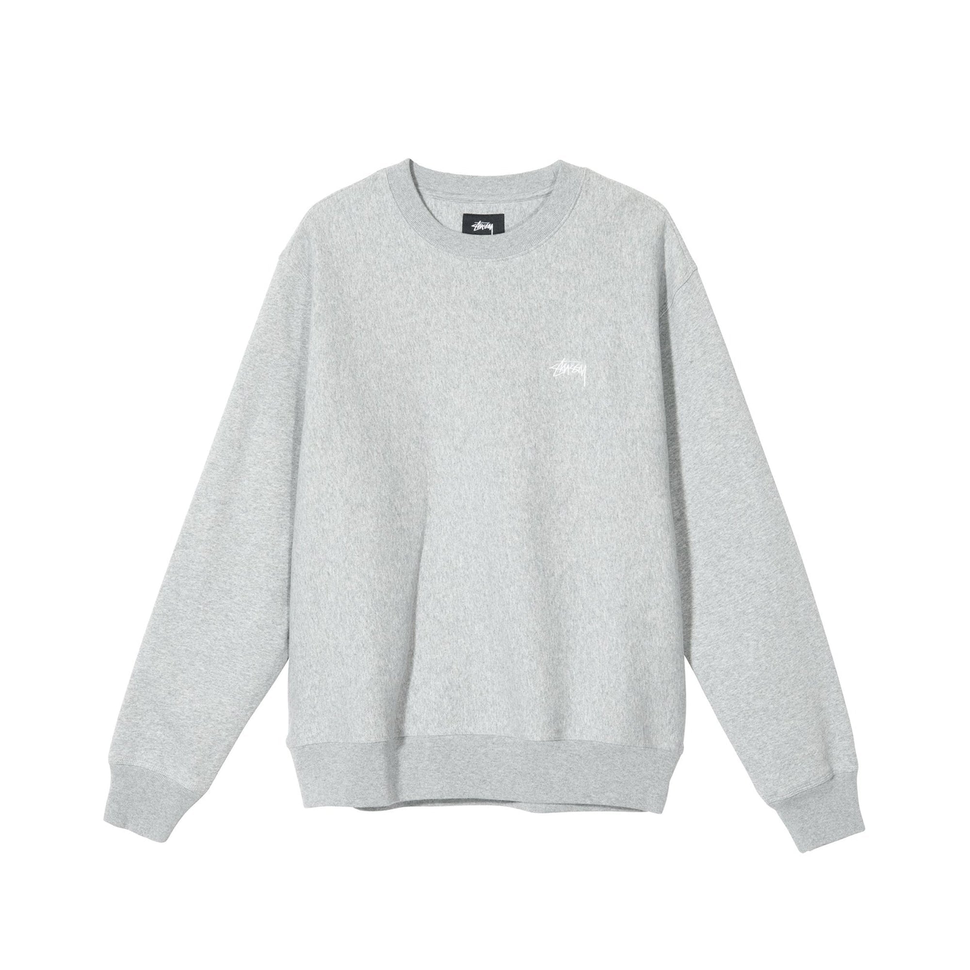 Mens Stock Logo Crew Grey Heather Stussy – Гарантія оригінальності – боковий вид