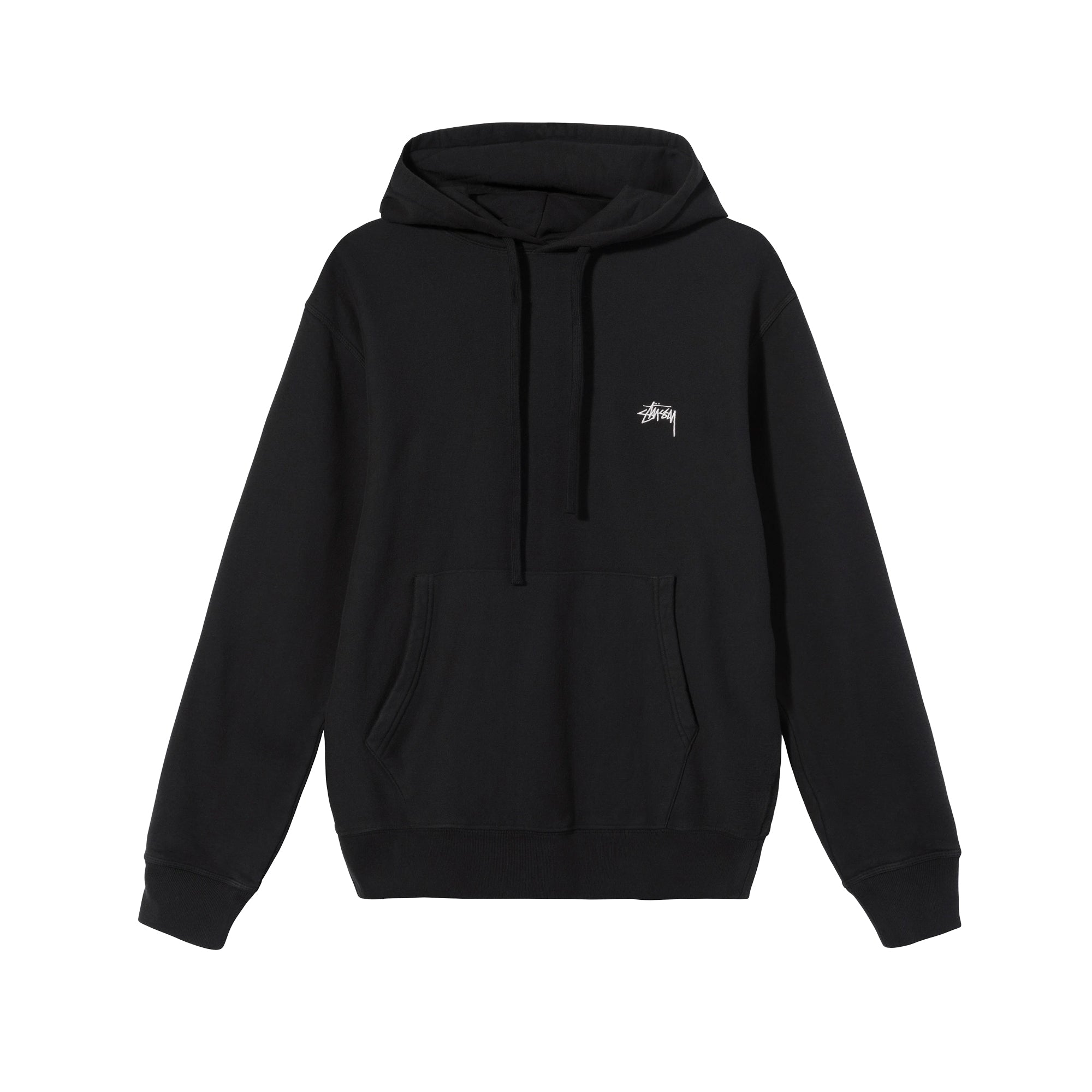 Оригінальна Mens Stock Logo Hoodie Black Stussy – боковий вид