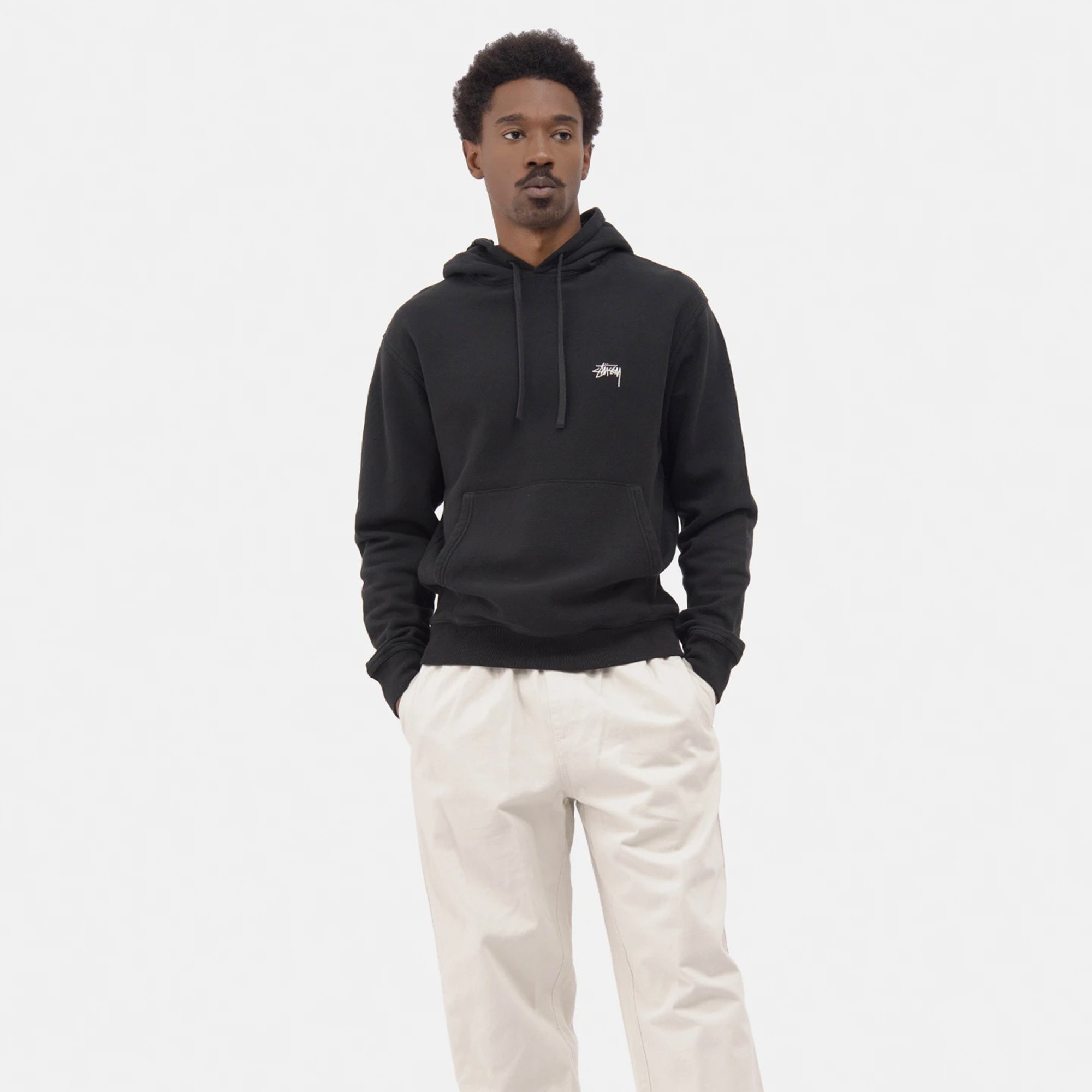 Оригінальна Mens Stock Logo Hoodie Black Stussy – детальний вид