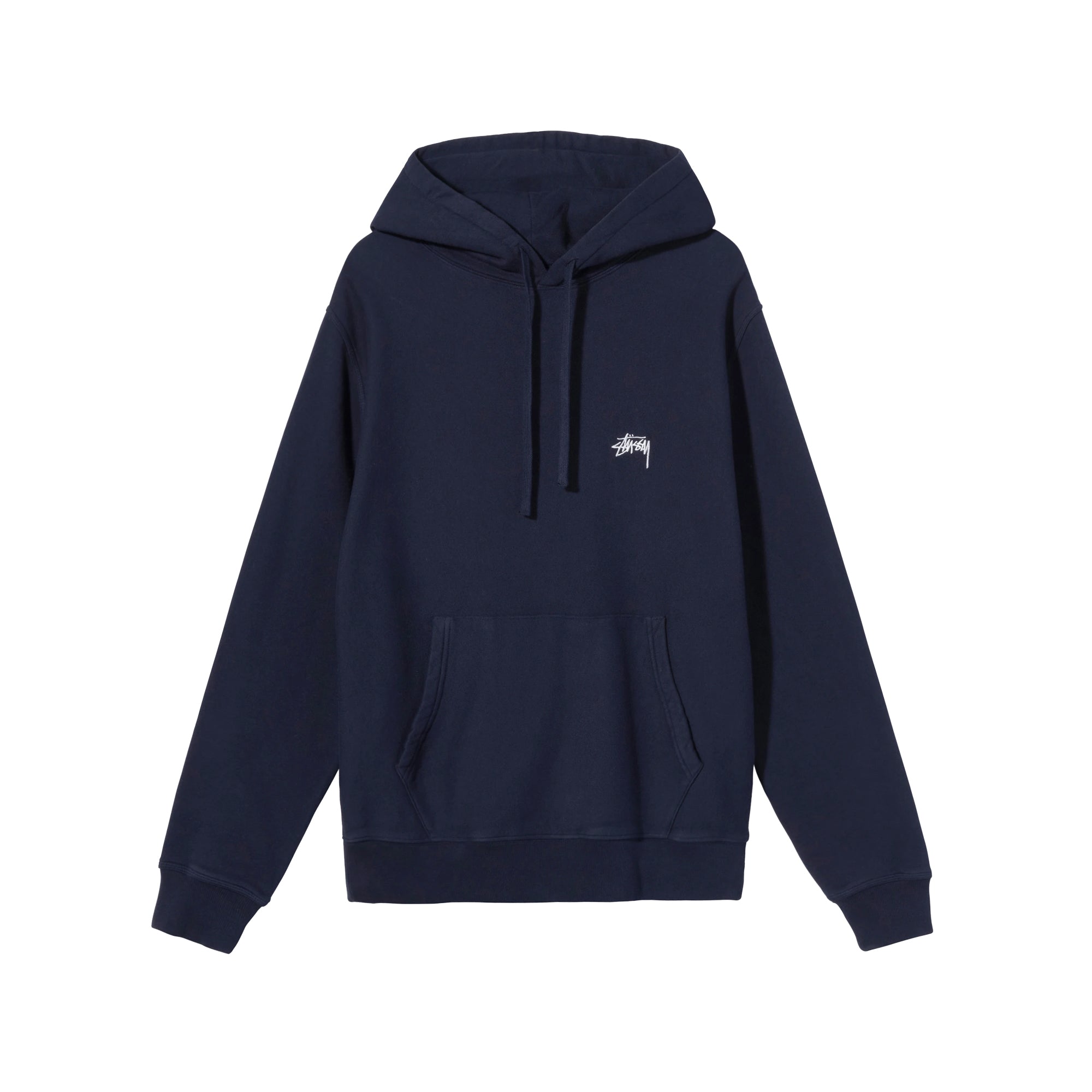 Mens Stock Logo Hoodie Navy Stussy оригінал – Купити в Україні – боковий вид