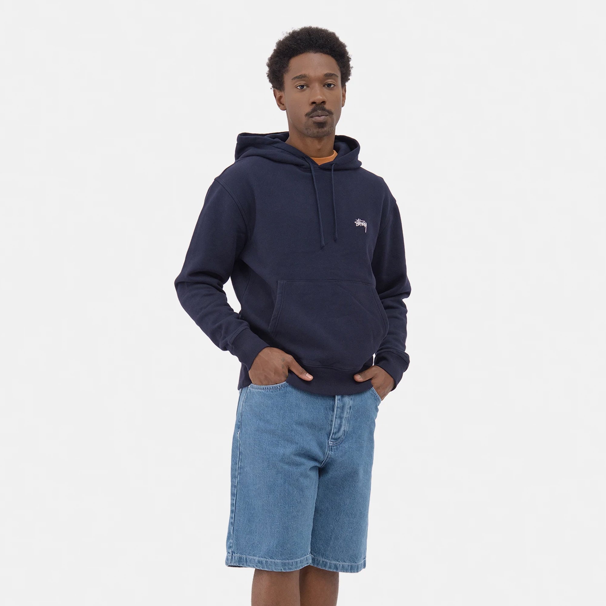 Mens Stock Logo Hoodie Navy Stussy оригінал – Купити в Україні – детальний вид