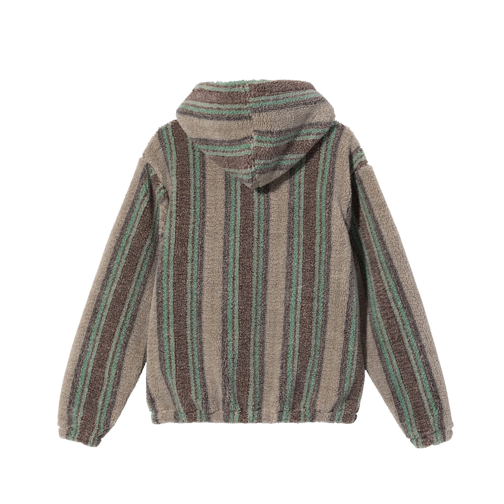 Mens Stripe Sherpa Hoodie Tan Stussy – Гарантія оригінальності – вид ззаду