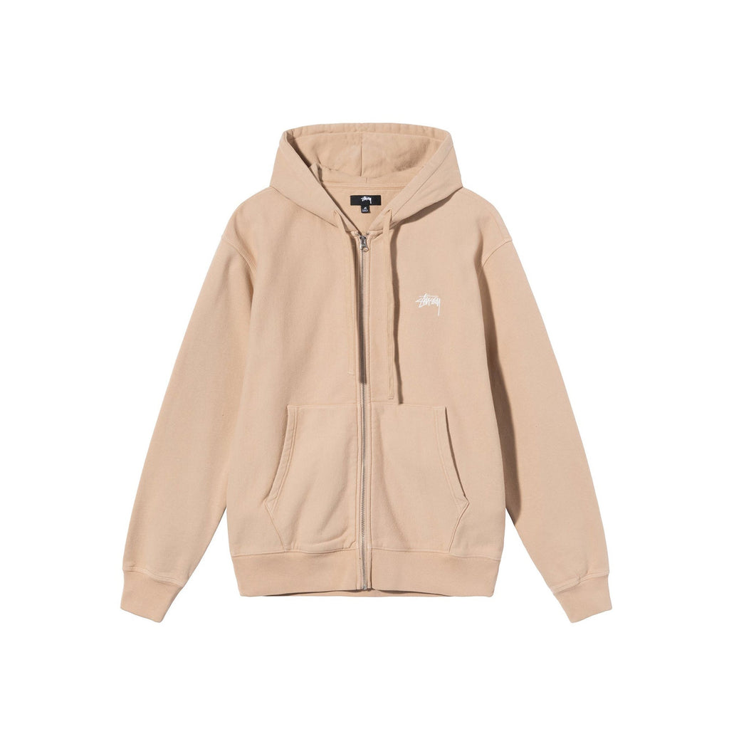 Оригінальна Mens Stock Logo Zip Hood Beige Stussy – боковий вид