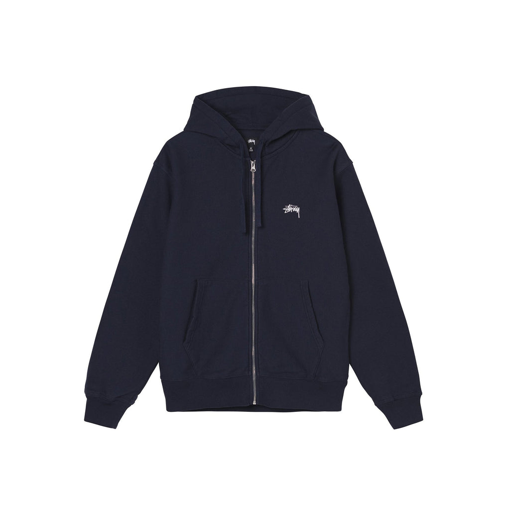 Mens Stock Logo Zip Hood Navy Stussy оригінал – Купити в Україні – боковий вид